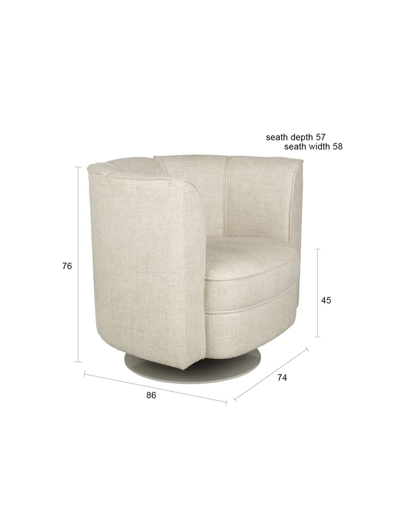 Dutchbone Loungesessel Flower – Beige, Stoff, 74 × 86 × 76 cm