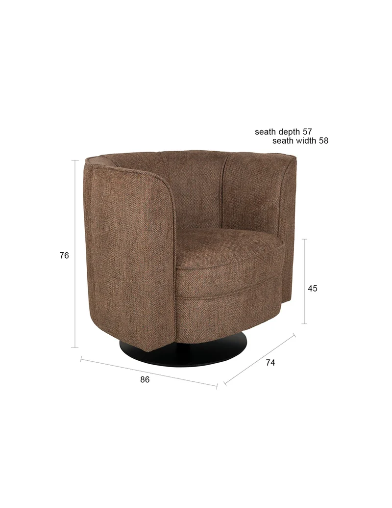 Dutchbone Loungesessel Flower – Braun, Stoff, 74 × 86 × 76 cm
