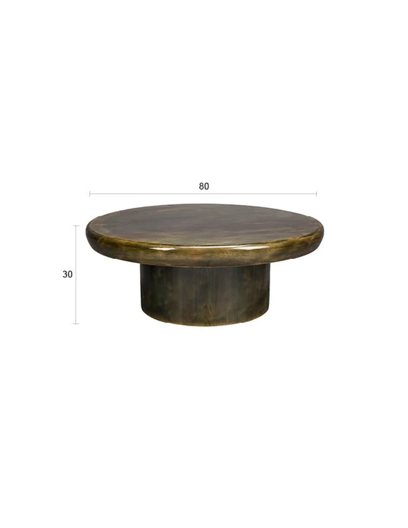 Dutchbone Couchtisch Mush 80 – Grün, Mangoholz, 80 × 80 × 30 cm