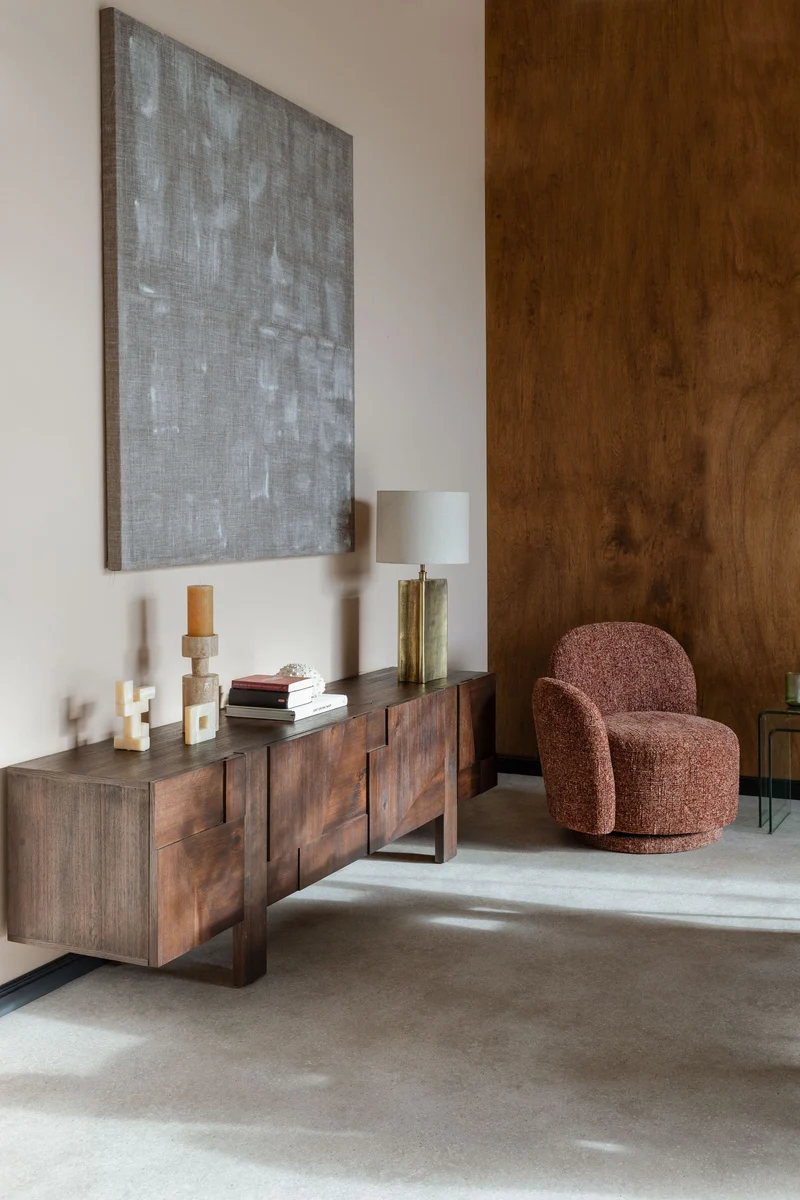 Dutchbone Sideboard Bruneau – Braun, Akazienholz, 45 × 188 × 60 cm