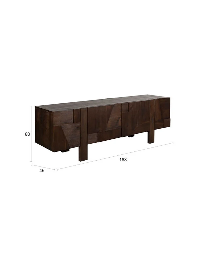Dutchbone Sideboard Bruneau – Braun, Akazienholz, 45 × 188 × 60 cm