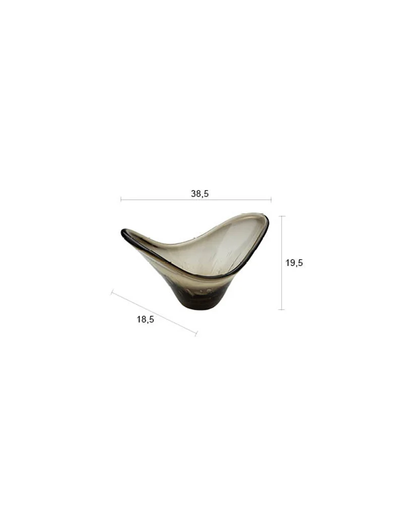 Dutchbone Tablett Dale – Schwarz, Glas, 38,5 × 18,5 × 19,5 cm