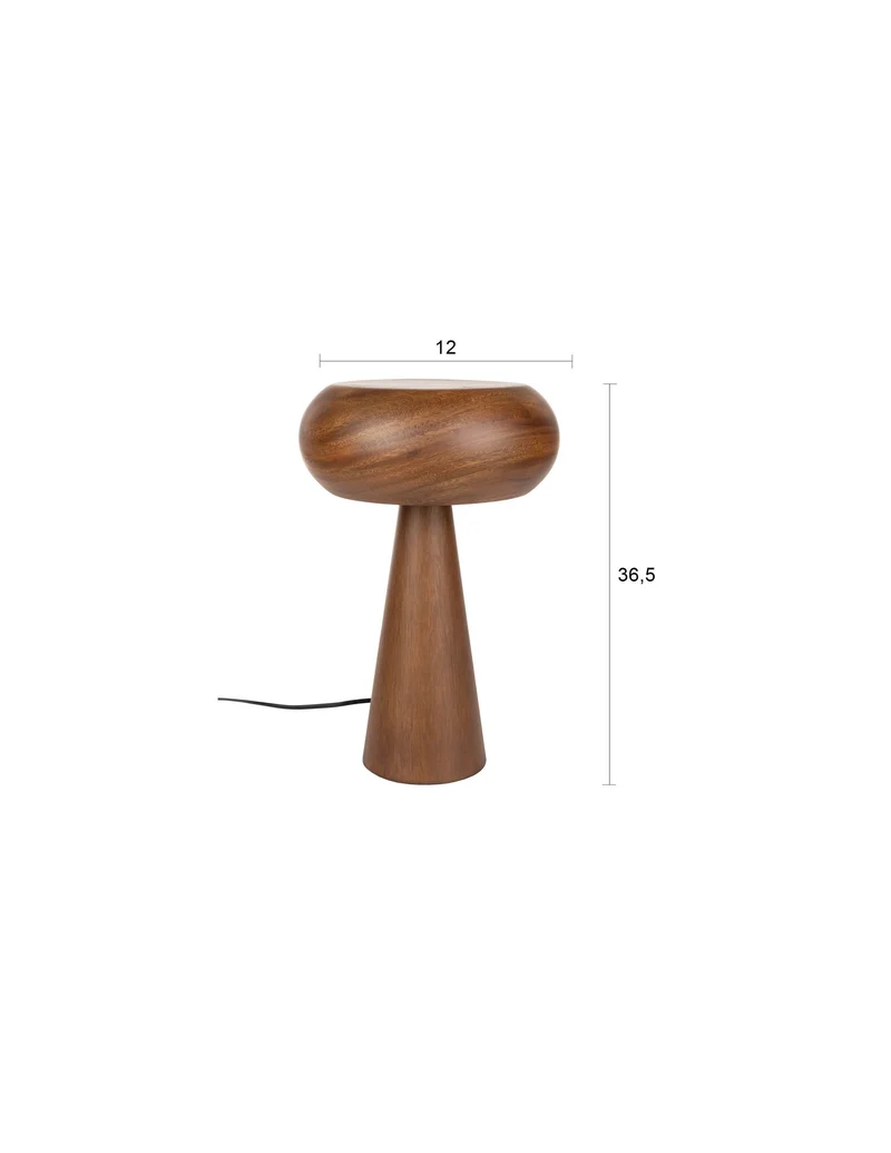 Dutchbone Tischleuchte Morel S – Braun, Akazienfurnier, 36,5 × 12 × 36,5 cm