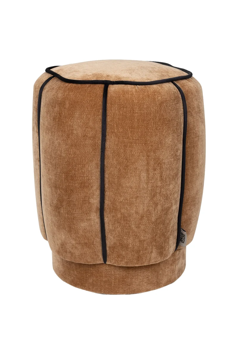 Dutchbone Pouf Donna Velours – Hellbraun, Polyester, 40 × 40 × 46 cm