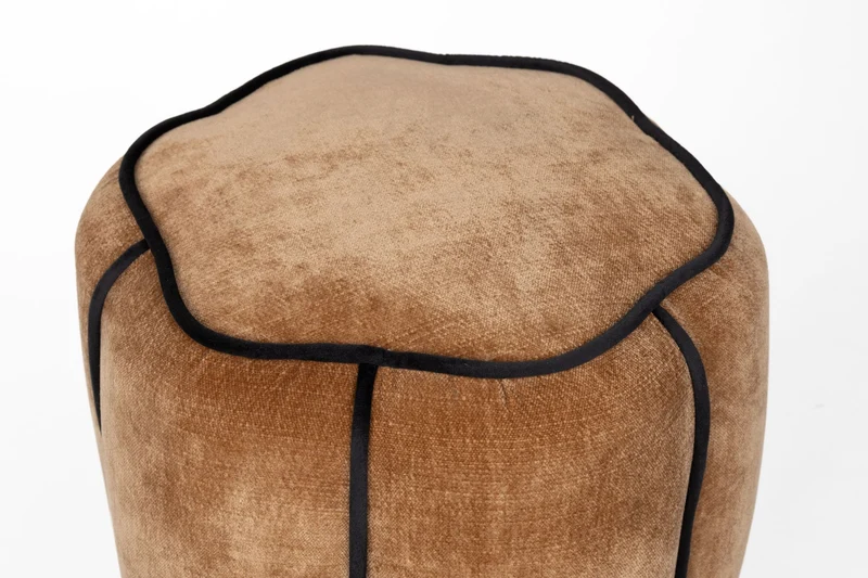Dutchbone Pouf Donna Velours – Hellbraun, Polyester, 40 × 40 × 46 cm