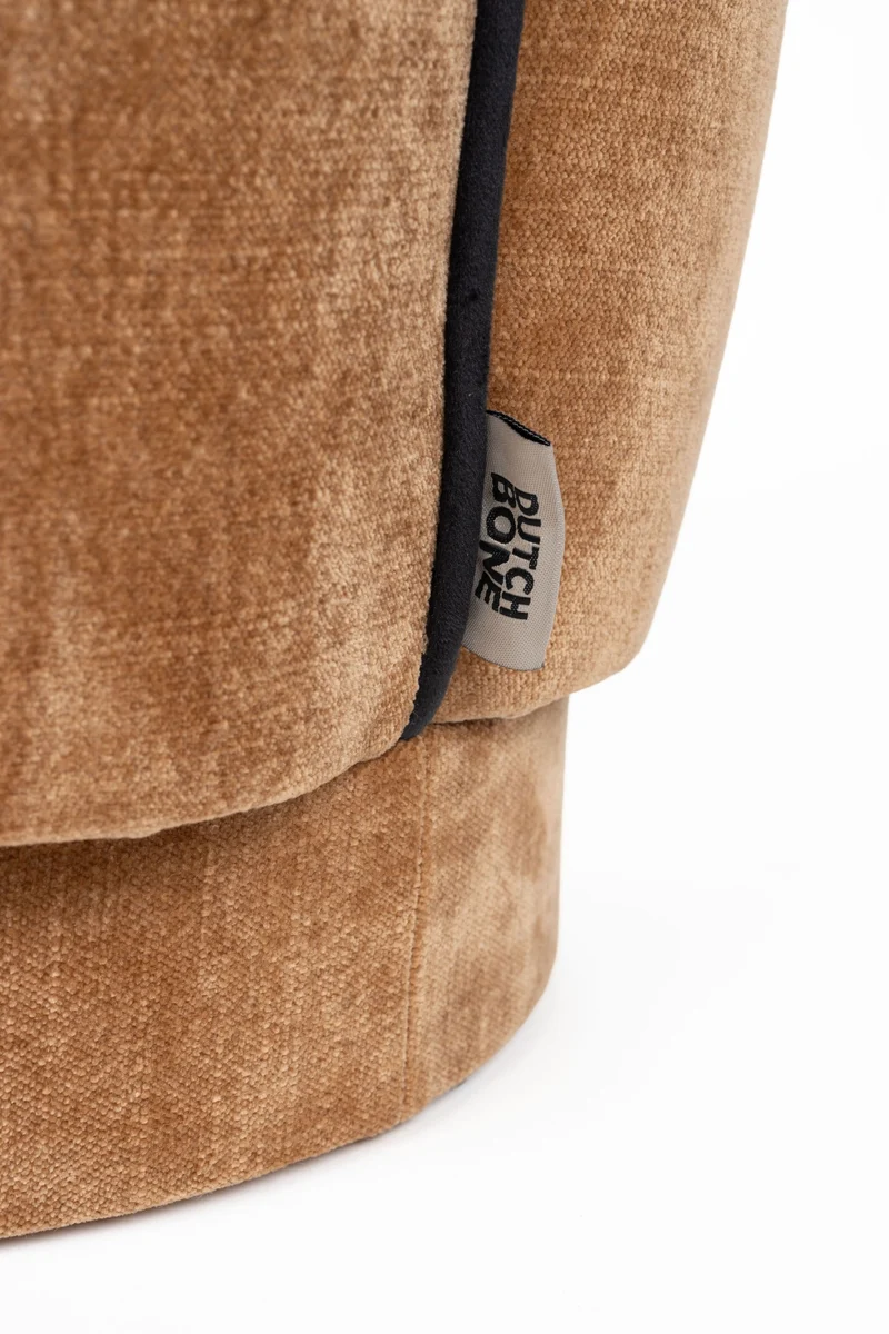 Dutchbone Pouf Donna Velours – Hellbraun, Polyester, 40 × 40 × 46 cm