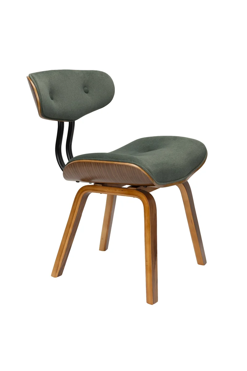 Dutchbone Stuhl Blackwood Walnut – Grün, Polyester, 51 × 78 cm