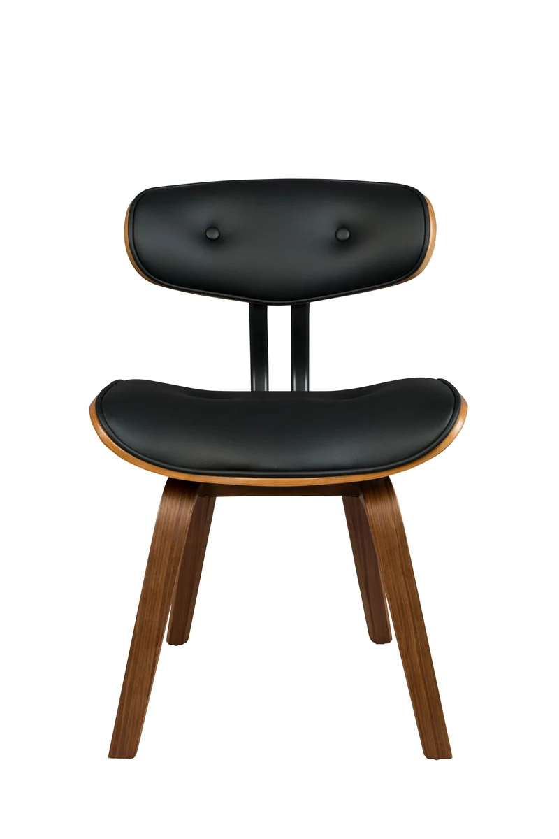 Dutchbone Stuhl Blackwood – Nussbaum, PU-Kunstleder, 55,5 × 51 × 78 cm