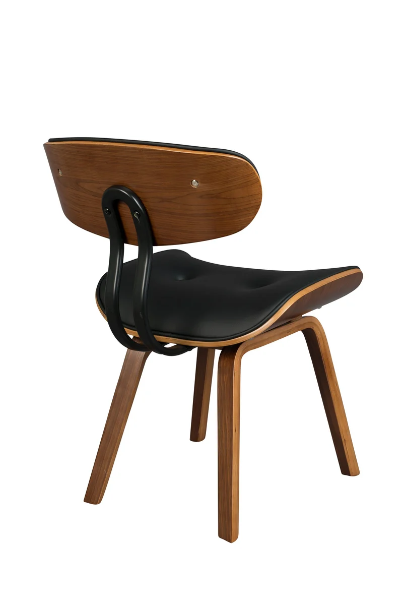 Dutchbone Stuhl Blackwood – Nussbaum, PU-Kunstleder, 55,5 × 51 × 78 cm