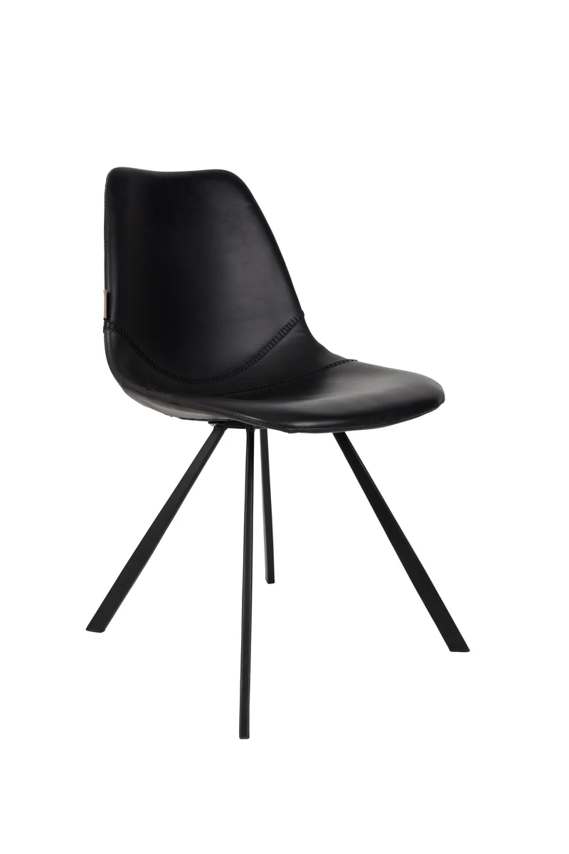 Dutchbone Stuhl Franky – Schwarz, PU-Kunstleder, 56 × 46 × 83 cm, 2er-Set