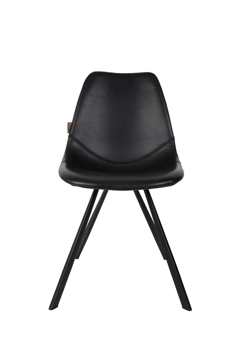 Dutchbone Stuhl Franky – Schwarz, PU-Kunstleder, 56 × 46 × 83 cm, 2er-Set