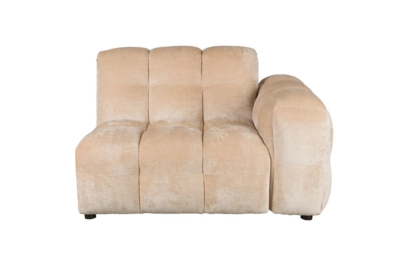 Dutchbone Sofa-Element Hackman mit Armlehne rechts Velours – Beige, Polyester, 102 × 132 × 84 cm