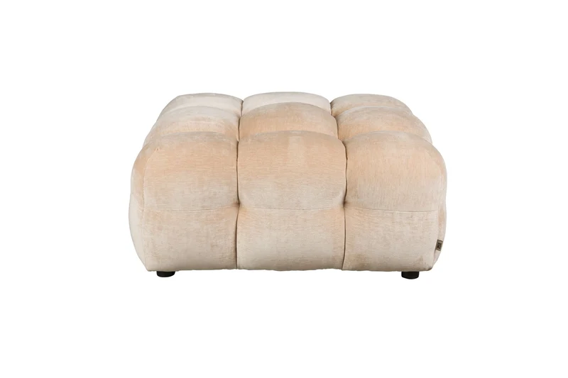 Dutchbone Hocker Hackman Velours – Beige, Polyester, 100 × 100 × 45 cm