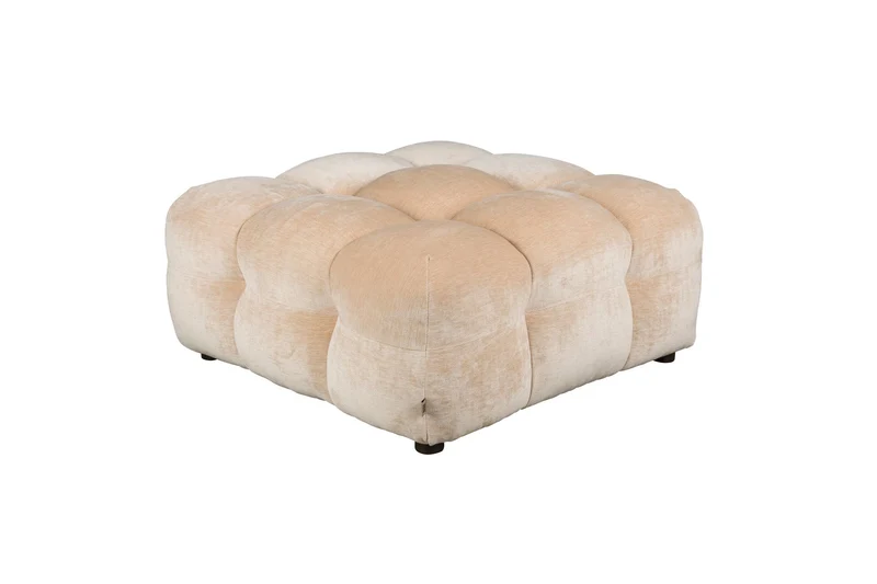 Dutchbone Hocker Hackman Velours – Beige, Polyester, 100 × 100 × 45 cm