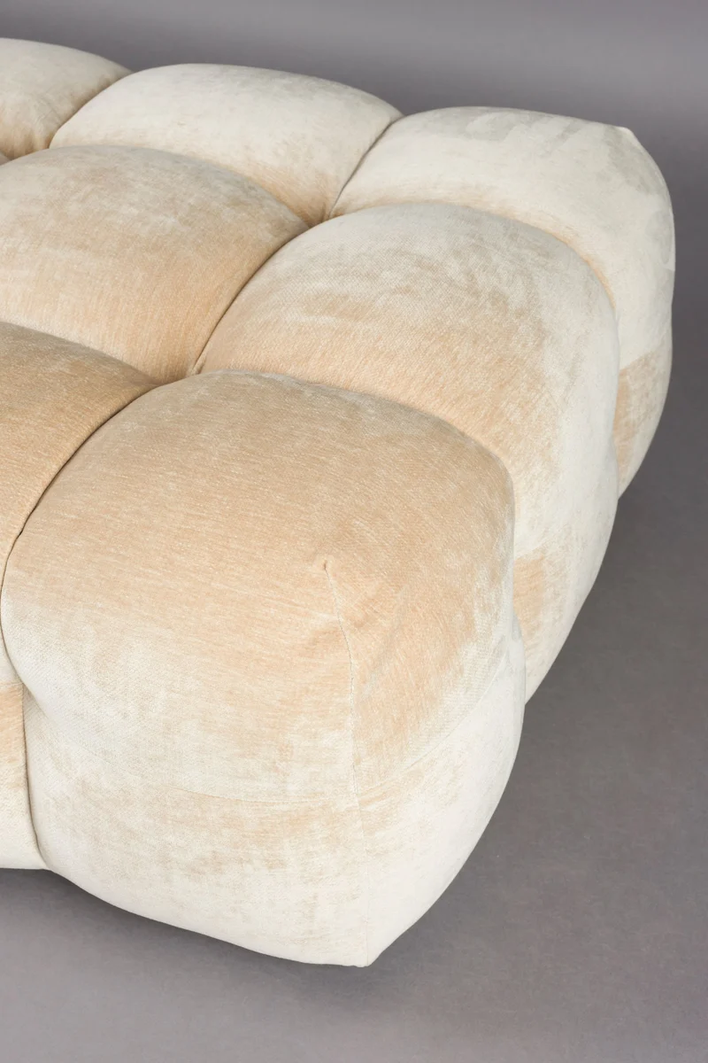 Dutchbone Hocker Hackman Velours – Beige, Polyester, 100 × 100 × 45 cm