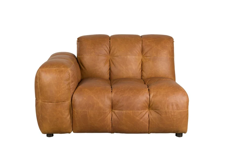 Dutchbone Sofa-Element Hackman mit Armlehne links Leather – Cognac, Rindsleder, 102 × 132 × 84 cm