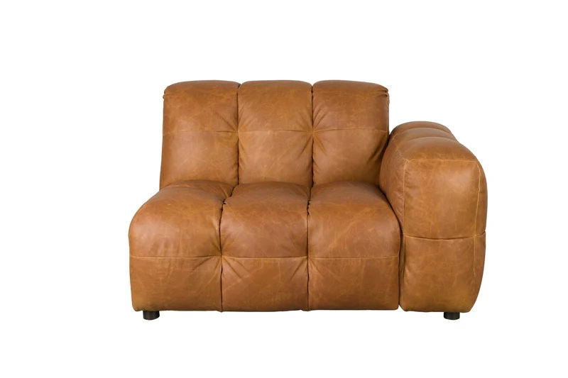 Dutchbone Sofa-Element Hackman mit Armlehne rechts Leather – Cognac, Rindsleder, 102 × 132 × 84 cm