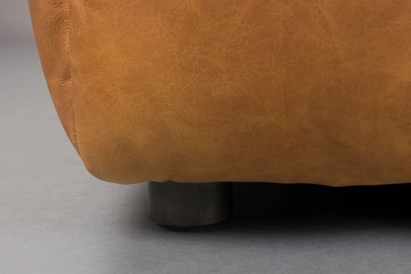 Dutchbone Hocker Hackman Leather – Cognac, Rindsleder, 100 × 100 × 45 cm