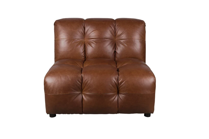 Dutchbone Sofa-Element Hackman No Arm Leather Chocolate – Braun, Rindsleder, 102 × 100 × 84 cm