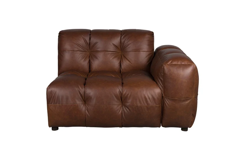 Dutchbone Sofa-Element Hackman mit Armlehne rechts Leather Chocolate – Braun, Rindsleder, 102 × 132 × 84 cm
