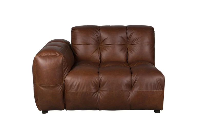 Dutchbone Sofa-Element Hackman mit Armlehne links Leather Chocolate – Braun, Rindsleder, 102 × 132 × 84 cm
