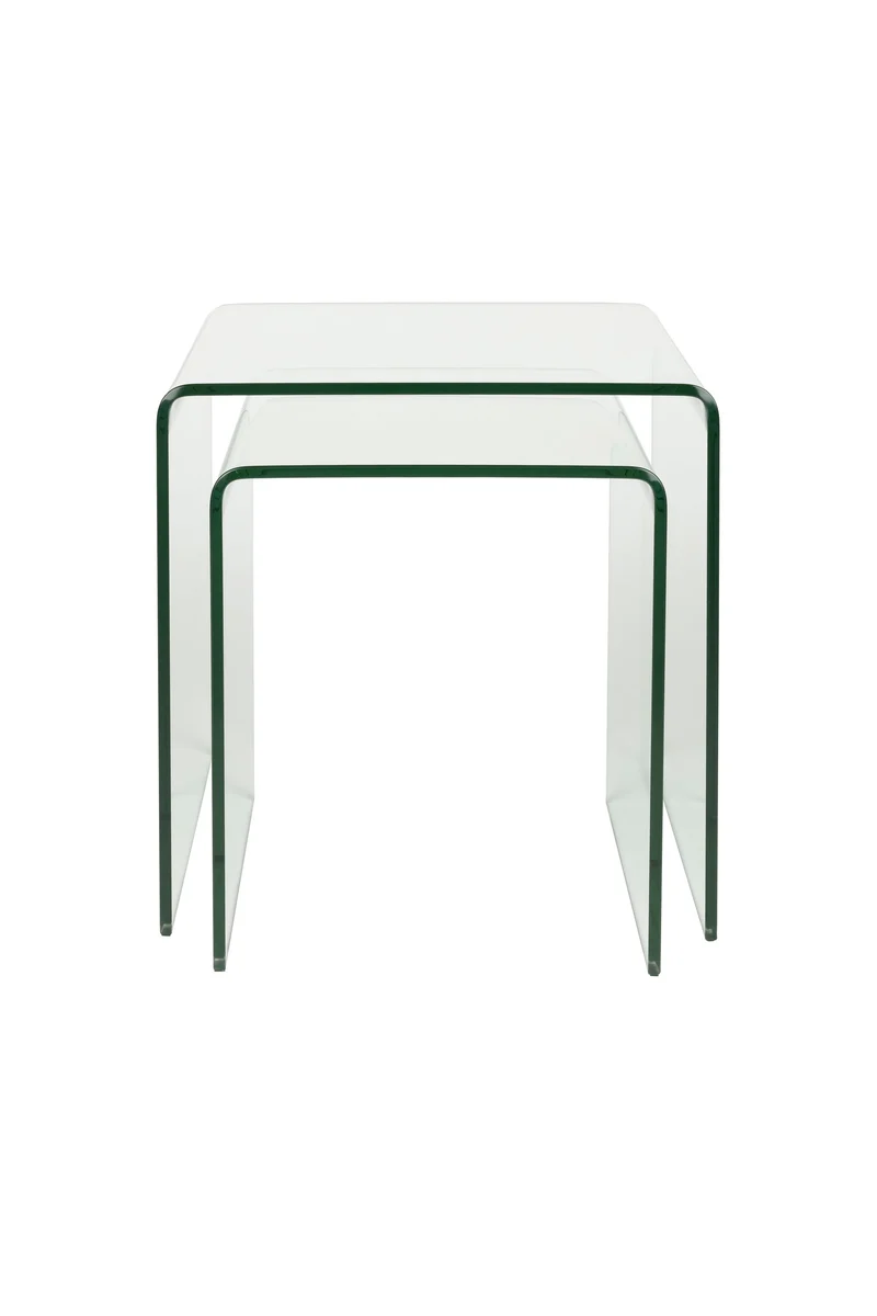 Dutchbone Beistelltisch Vetro Set of 2 Transparant – clear, Glas, 40 × 45 × 45 cm