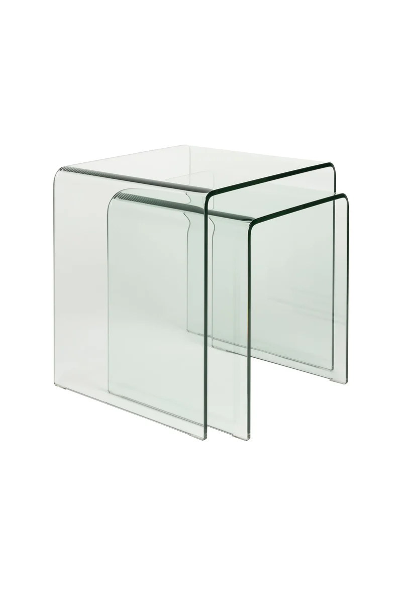 Dutchbone Beistelltisch Vetro Set of 2 Transparant – clear, Glas, 40 × 45 × 45 cm