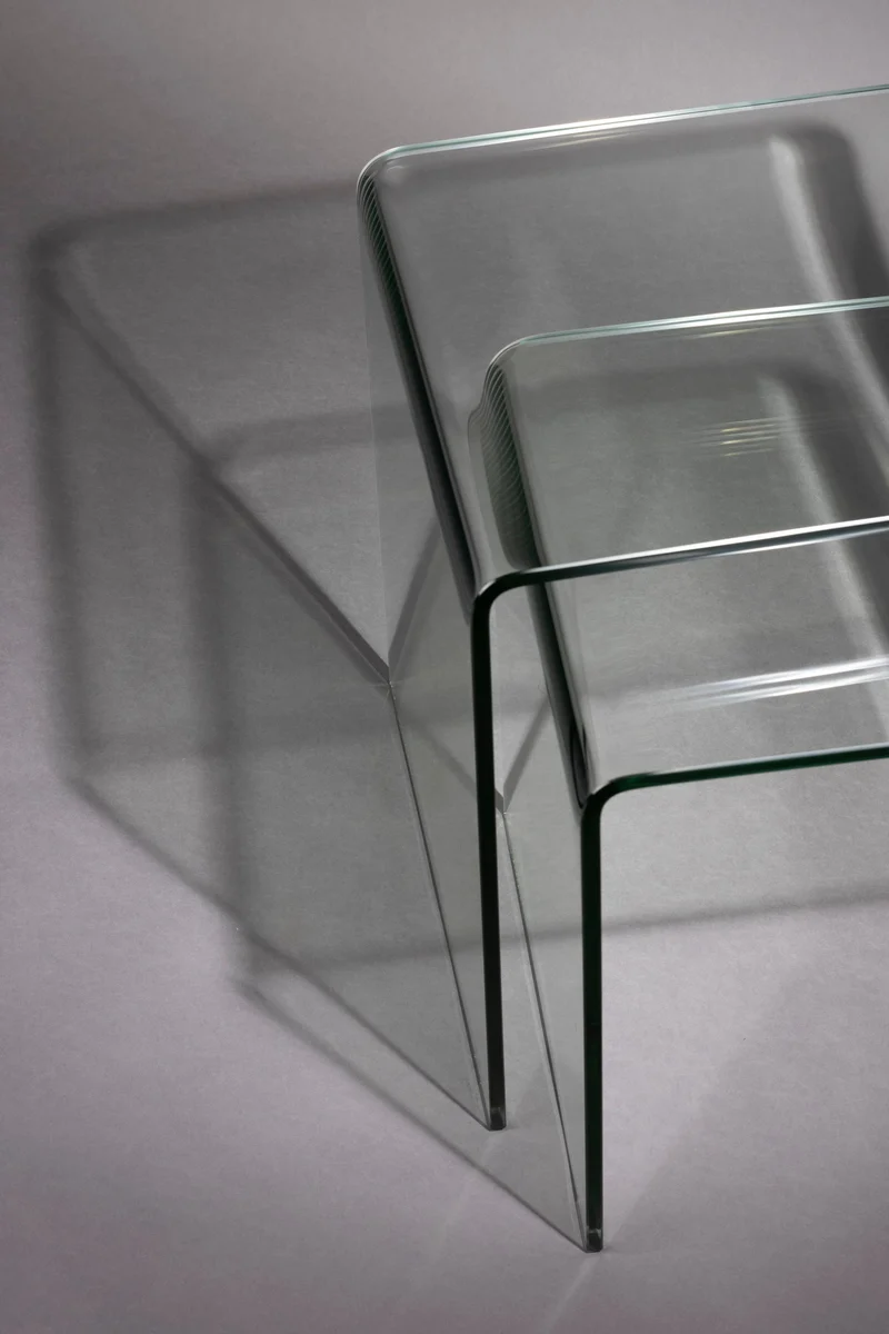 Dutchbone Beistelltisch Vetro Set of 2 Transparant – clear, Glas, 40 × 45 × 45 cm