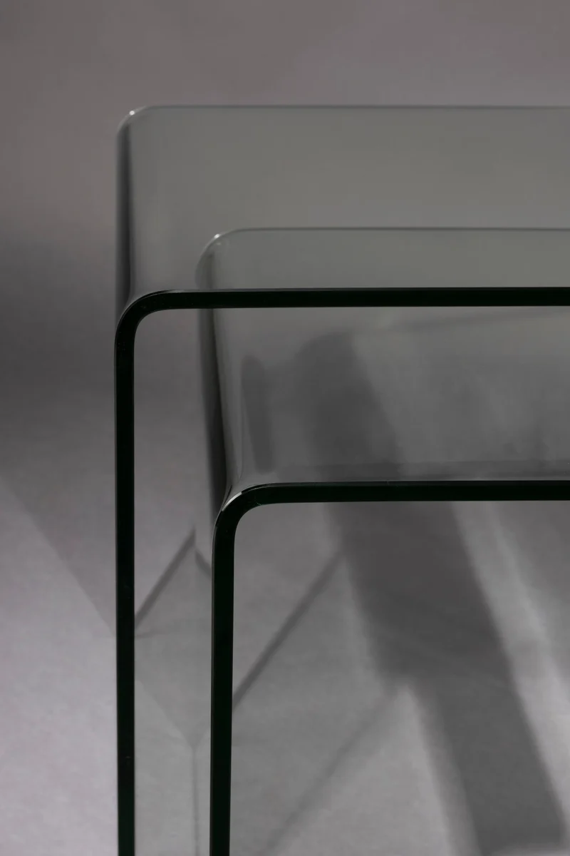 Dutchbone Beistelltisch Vetro Set of 2 Transparant – clear, Glas, 40 × 45 × 45 cm