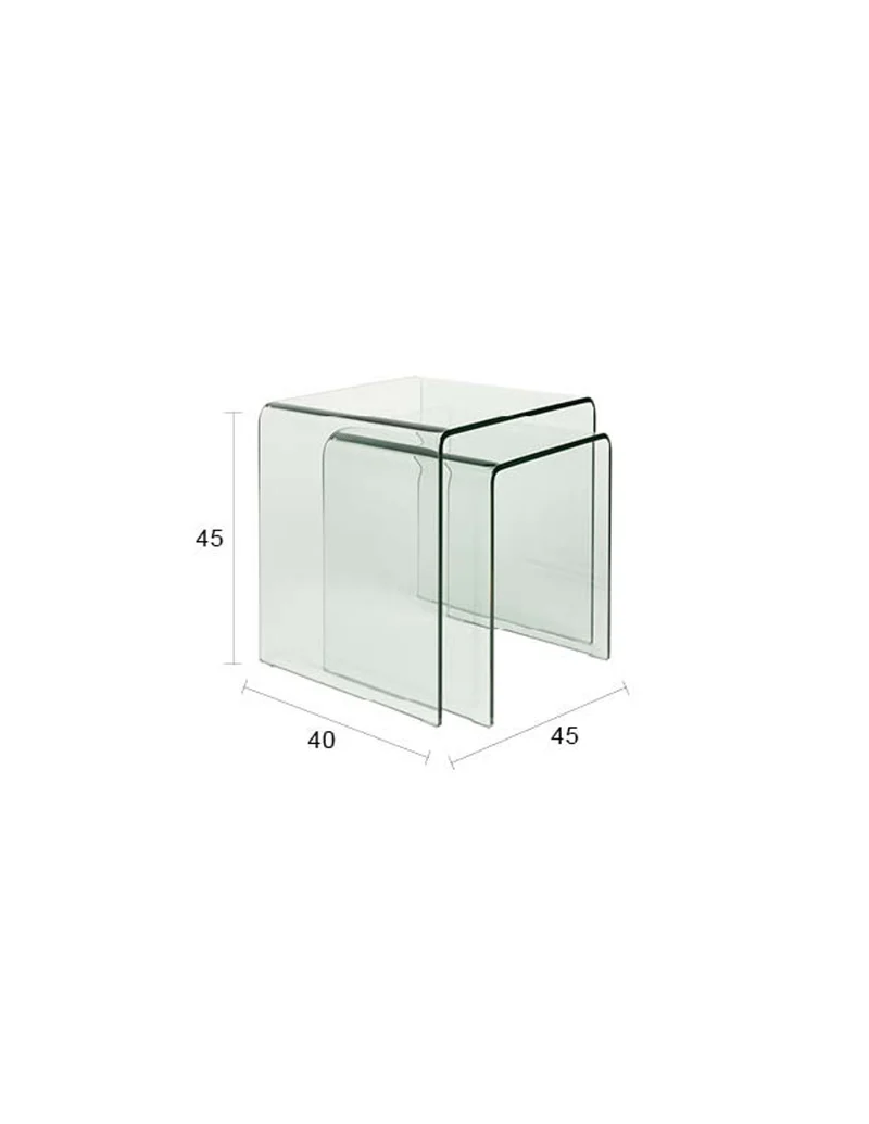 Dutchbone Beistelltisch Vetro Set of 2 Transparant – clear, Glas, 40 × 45 × 45 cm
