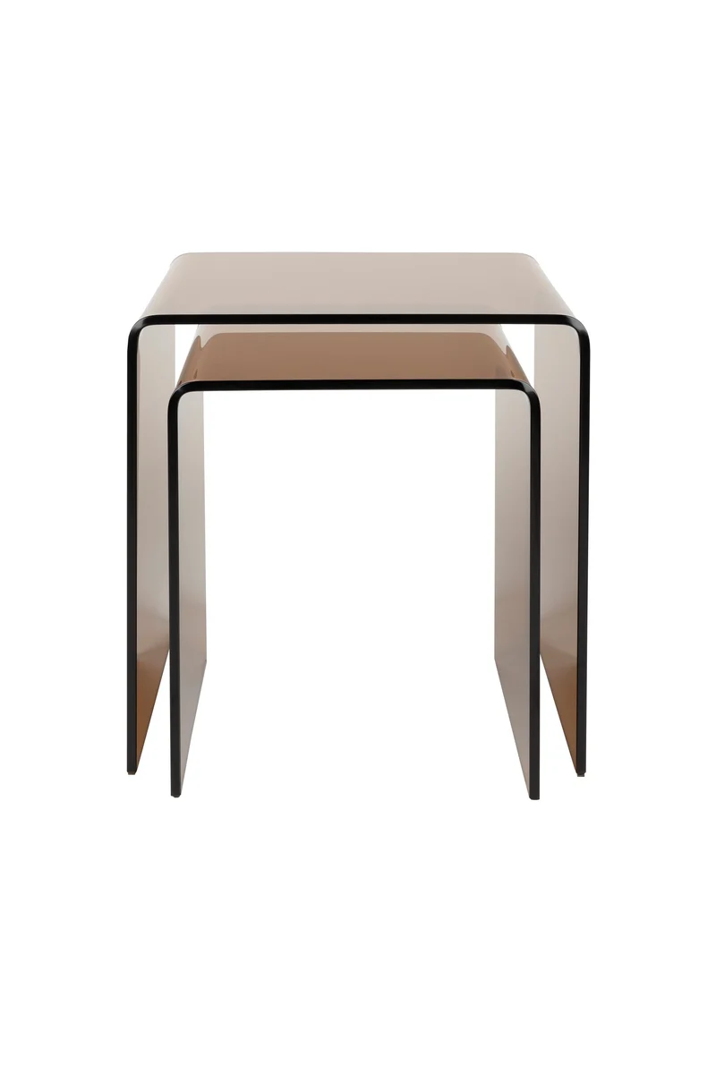 Dutchbone Beistelltisch Vetro Set of 2 – Braun, Glas, 40 × 45 × 45 cm