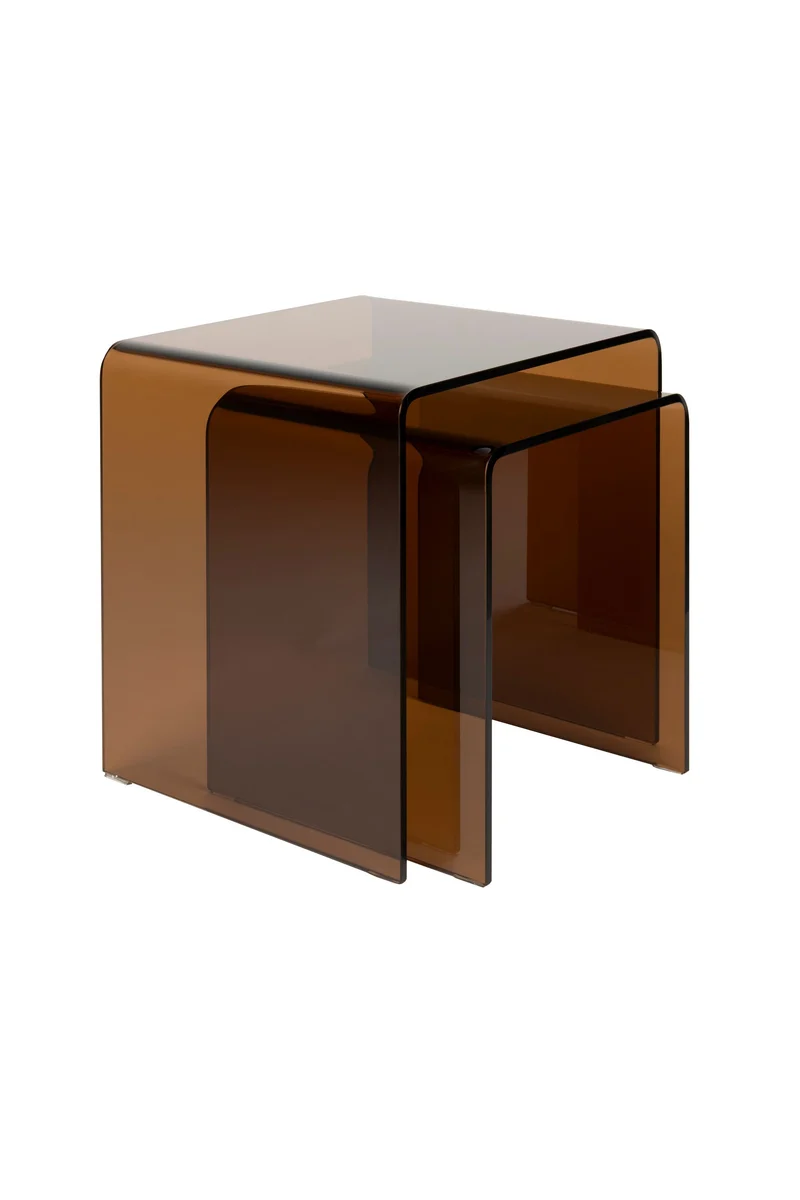 Dutchbone Beistelltisch Vetro Set of 2 – Braun, Glas, 40 × 45 × 45 cm