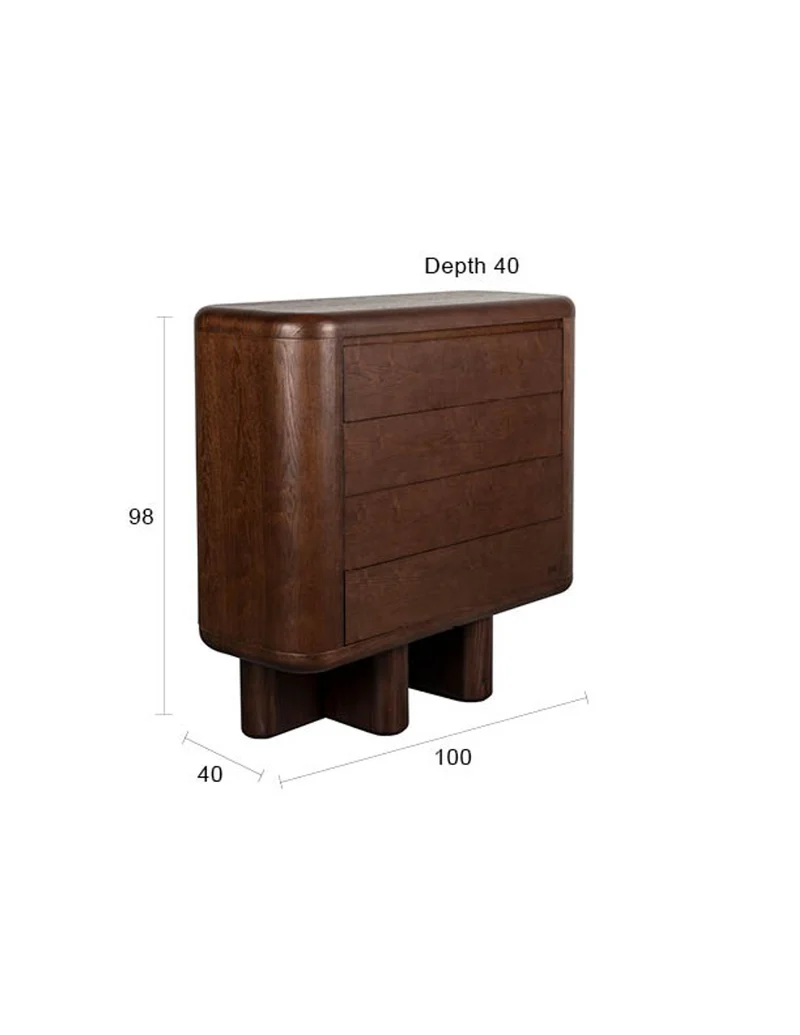 Dutchbone Schrank Herman – Braun, Eschenfurnier, 40 × 100 × 98 cm