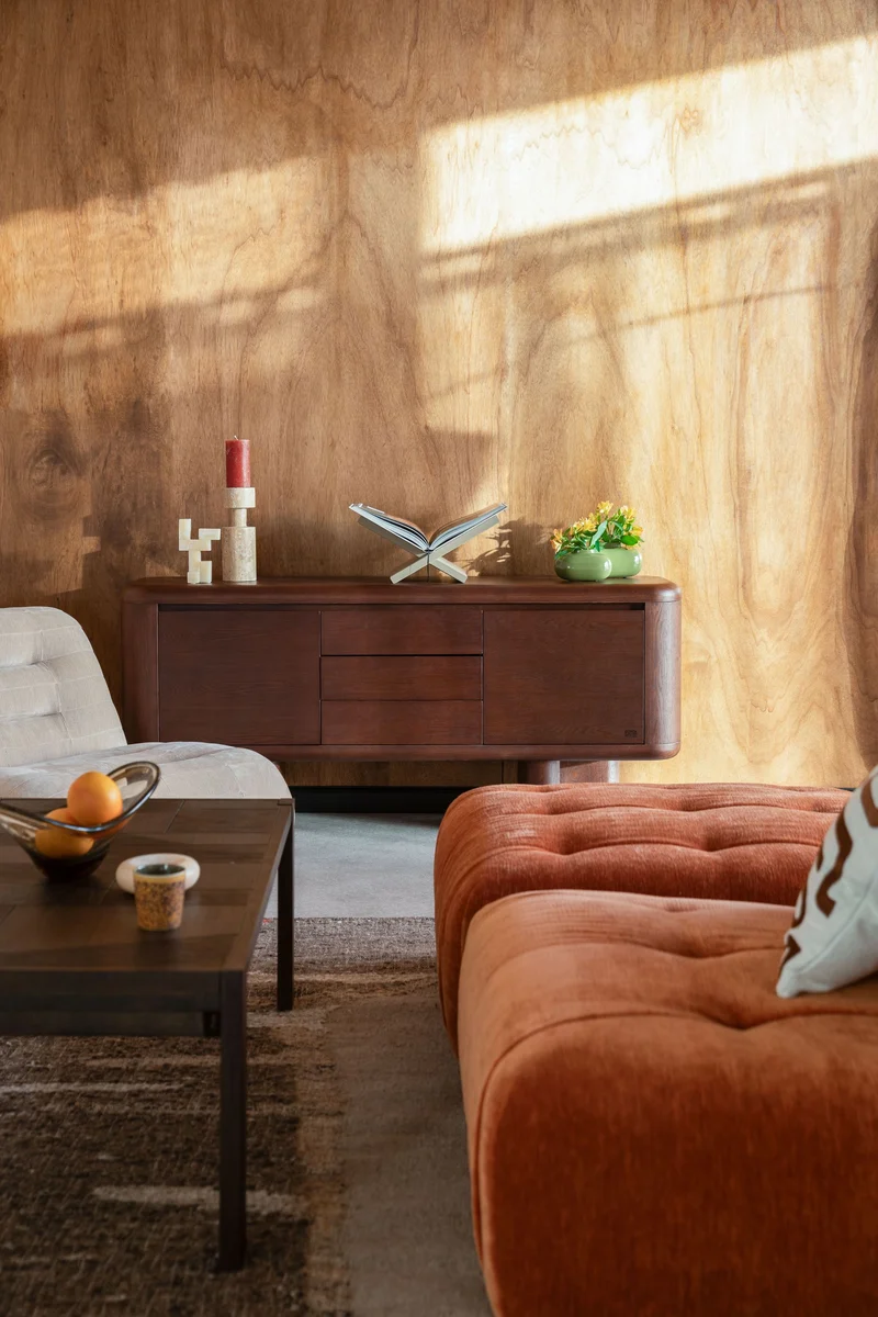 Dutchbone Sideboard Herman – Braun, Eschenfurnier, 40 × 160 × 72 cm
