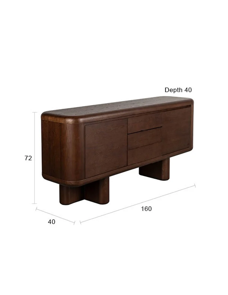 Dutchbone Sideboard Herman – Braun, Eschenfurnier, 40 × 160 × 72 cm