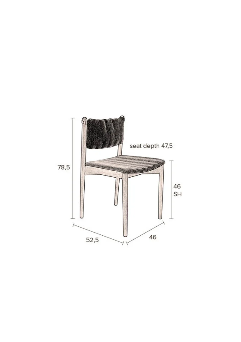 Dutchbone Stuhl Torrance – Braun, Stoff, 52,5 × 46 × 78,5 cm, 2er-Set