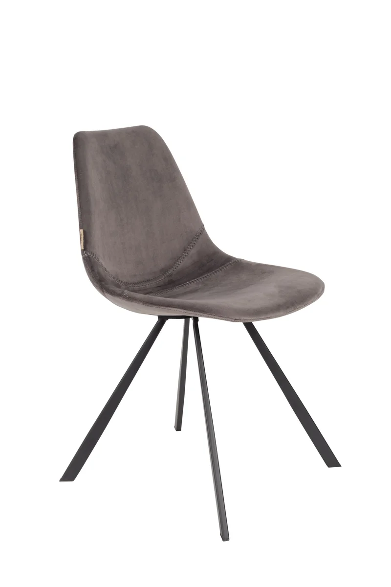 Dutchbone Stuhl Franky Velvet – Grau, Stoff, 56 × 46 × 83 cm, 2er-Set