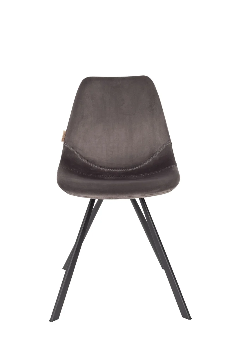 Dutchbone Stuhl Franky Velvet – Grau, Stoff, 56 × 46 × 83 cm, 2er-Set