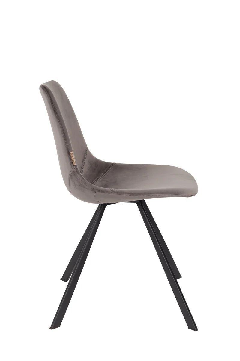 Dutchbone Stuhl Franky Velvet – Grau, Stoff, 56 × 46 × 83 cm, 2er-Set