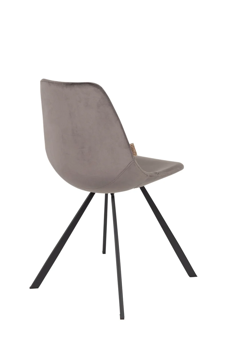Dutchbone Stuhl Franky Velvet – Grau, Stoff, 56 × 46 × 83 cm, 2er-Set