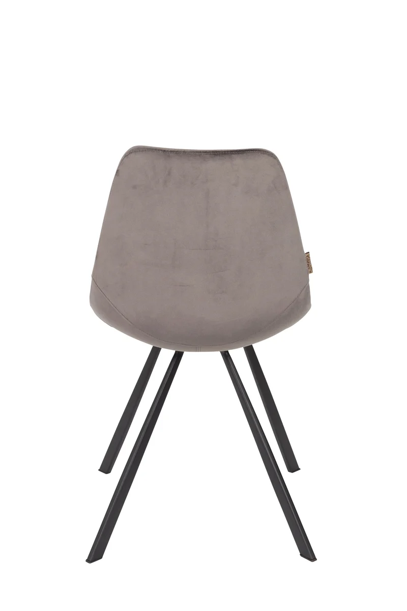 Dutchbone Stuhl Franky Velvet – Grau, Stoff, 56 × 46 × 83 cm, 2er-Set