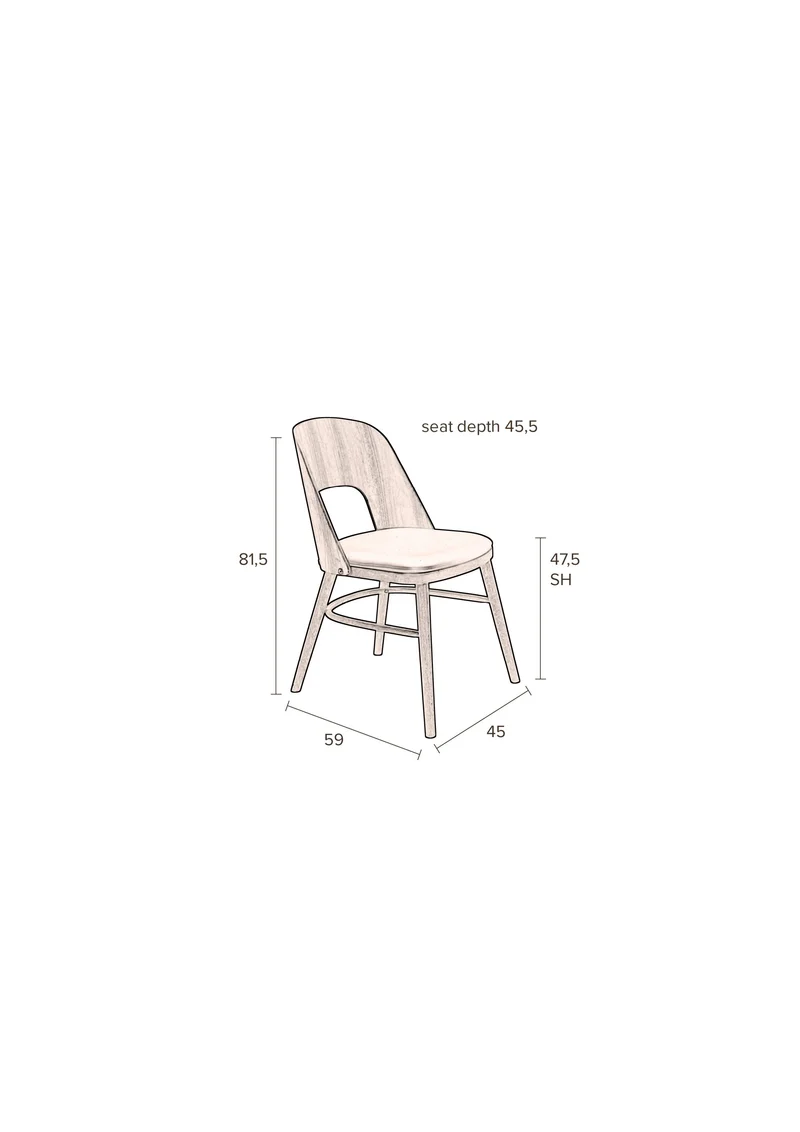 Dutchbone Stuhl Talika – Braun, Sperrholz, 59 × 45 × 81,5 cm, 2er-Set
