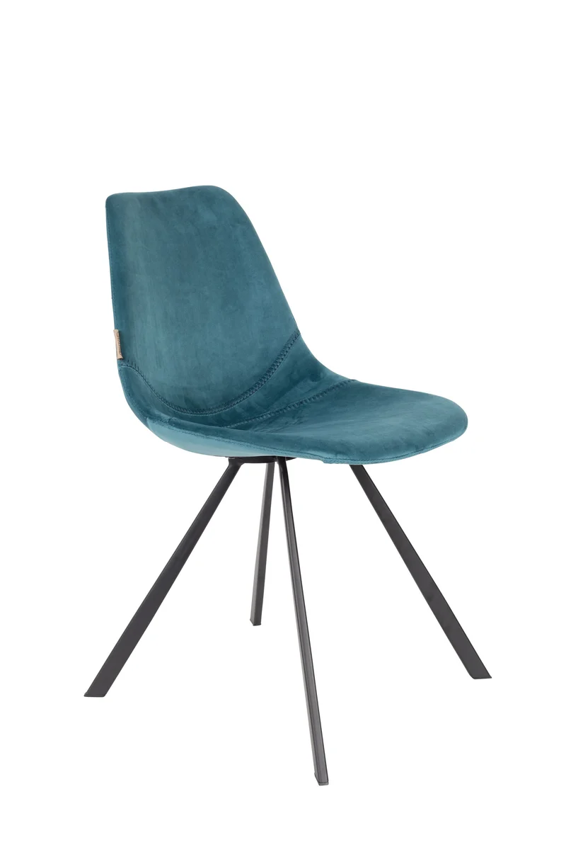 Dutchbone Stuhl Franky Velvet – Petrol, Stoff, 56 × 46 × 83 cm, 2er-Set