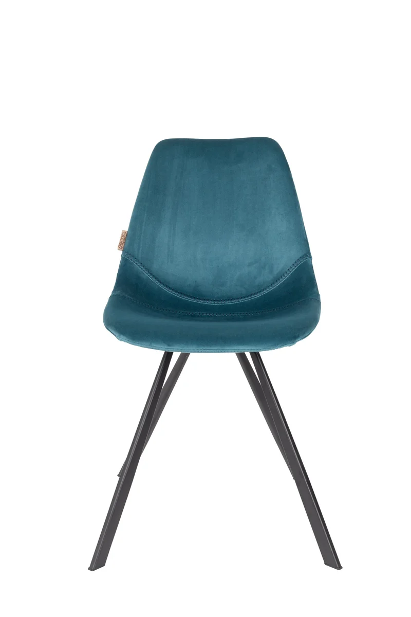 Dutchbone Stuhl Franky Velvet – Petrol, Stoff, 56 × 46 × 83 cm, 2er-Set