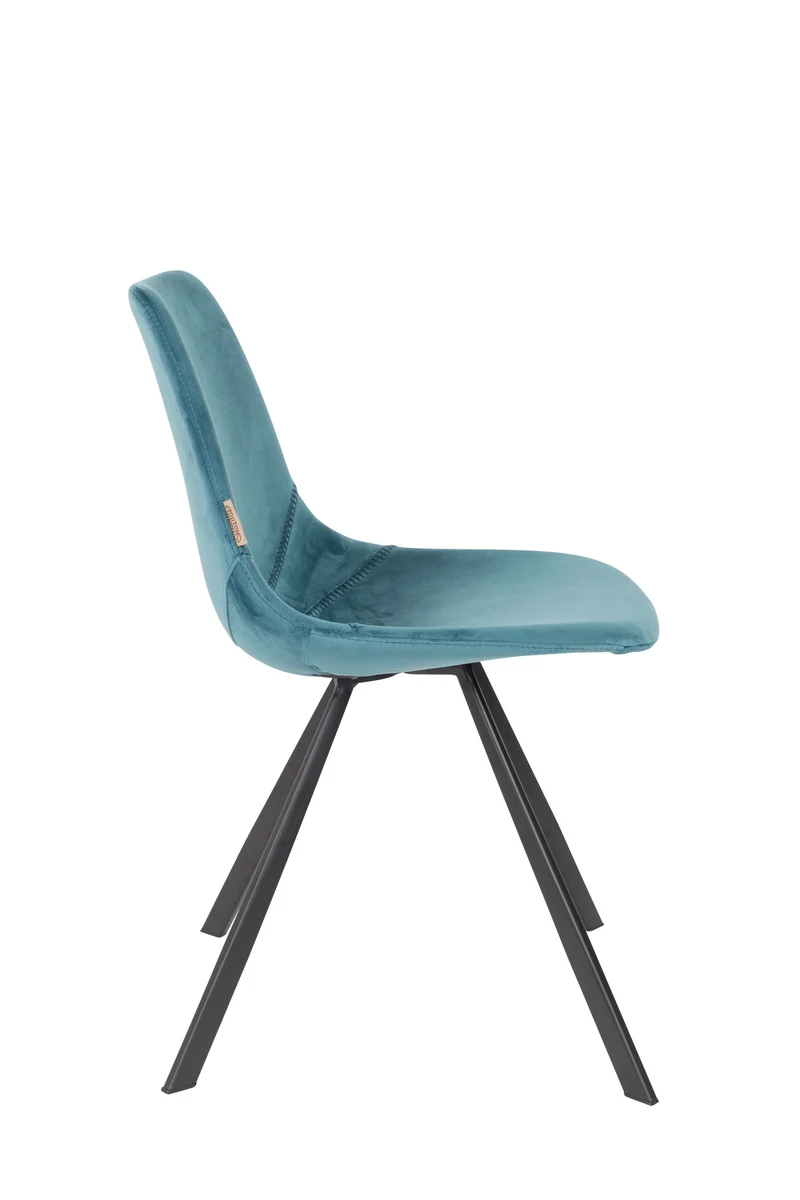 Dutchbone Stuhl Franky Velvet – Petrol, Stoff, 56 × 46 × 83 cm, 2er-Set