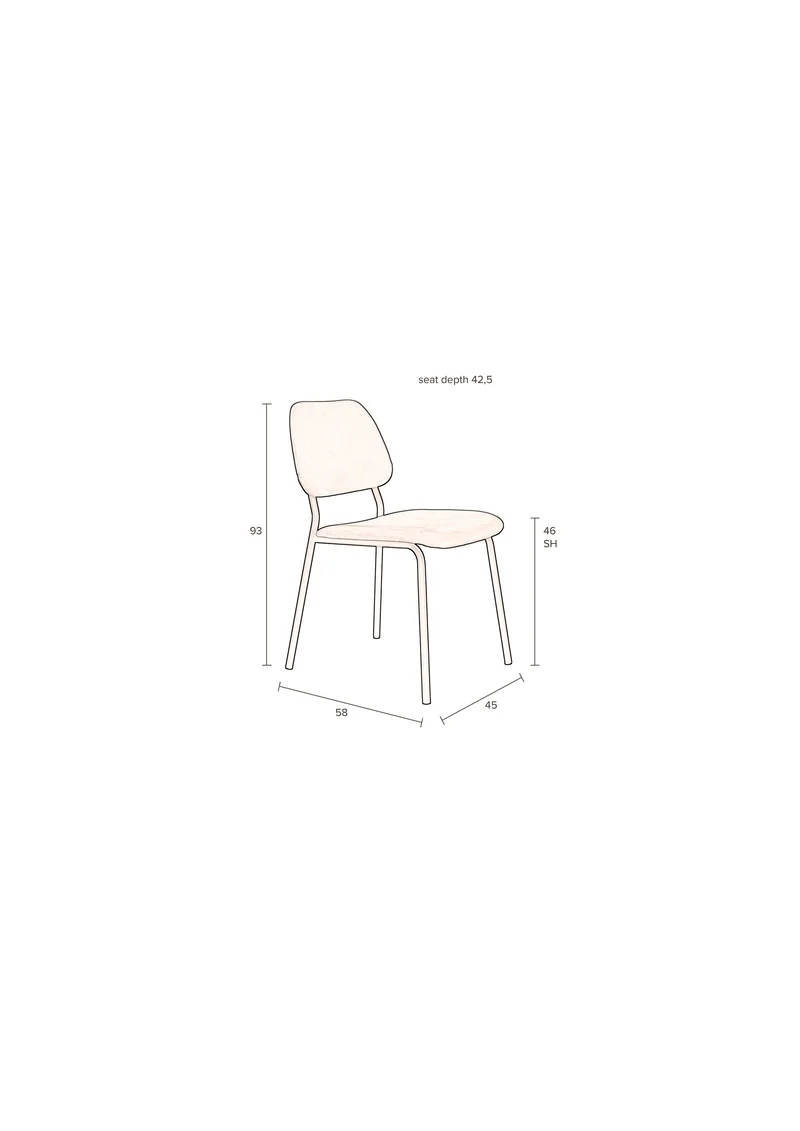 Dutchbone Stuhl Darby – Beige, Stoff, 58 × 45 × 80 cm, 2er-Set