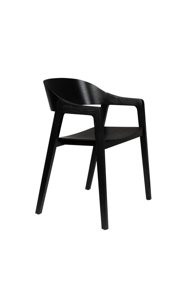 Dutchbone Stuhl Westlake – Schwarz, Eichenfurnier, 52 × 58 × 76 cm, 2er-Set