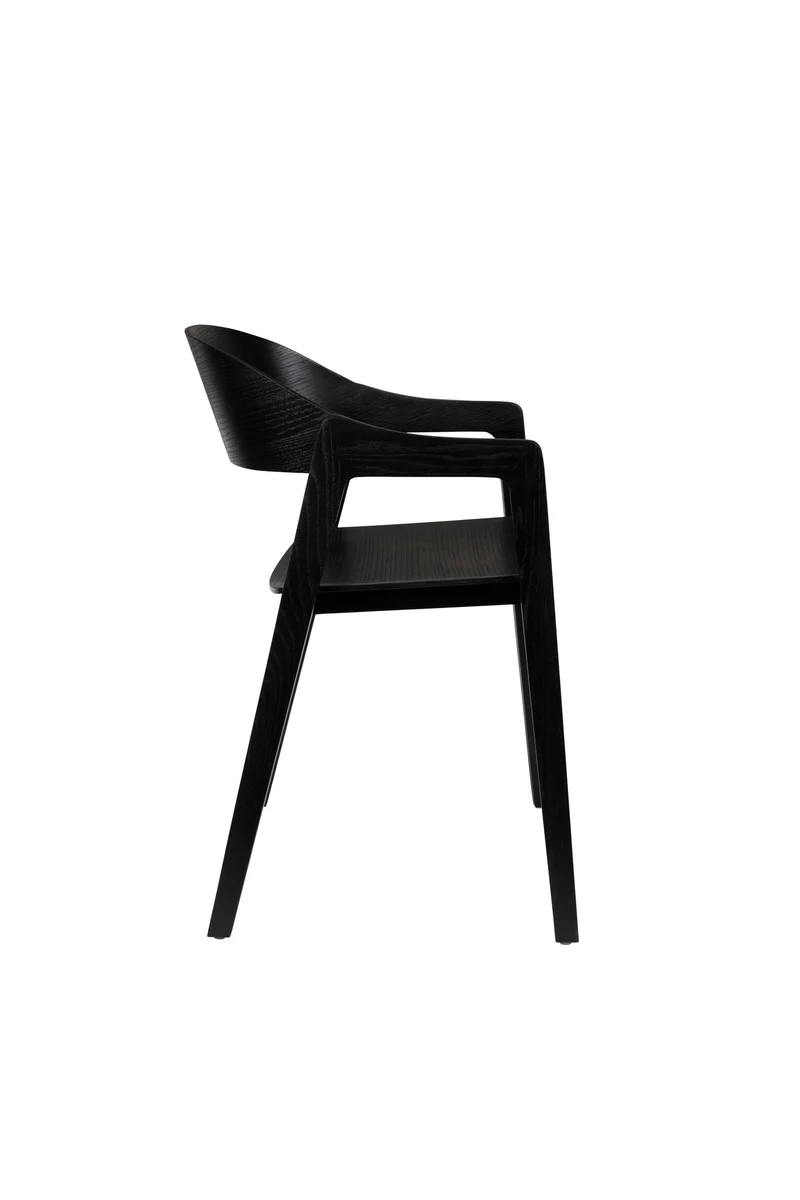 Dutchbone Stuhl Westlake – Schwarz, Eichenfurnier, 52 × 58 × 76 cm, 2er-Set