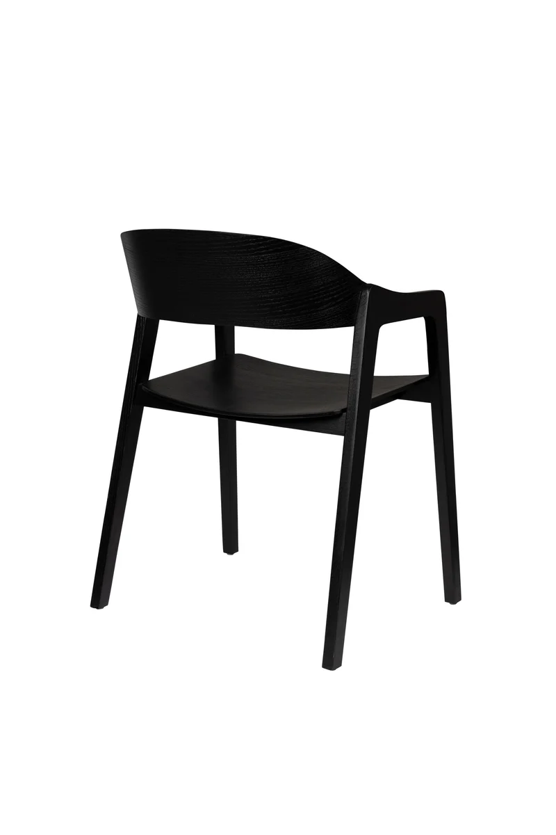 Dutchbone Stuhl Westlake – Schwarz, Eichenfurnier, 52 × 58 × 76 cm, 2er-Set