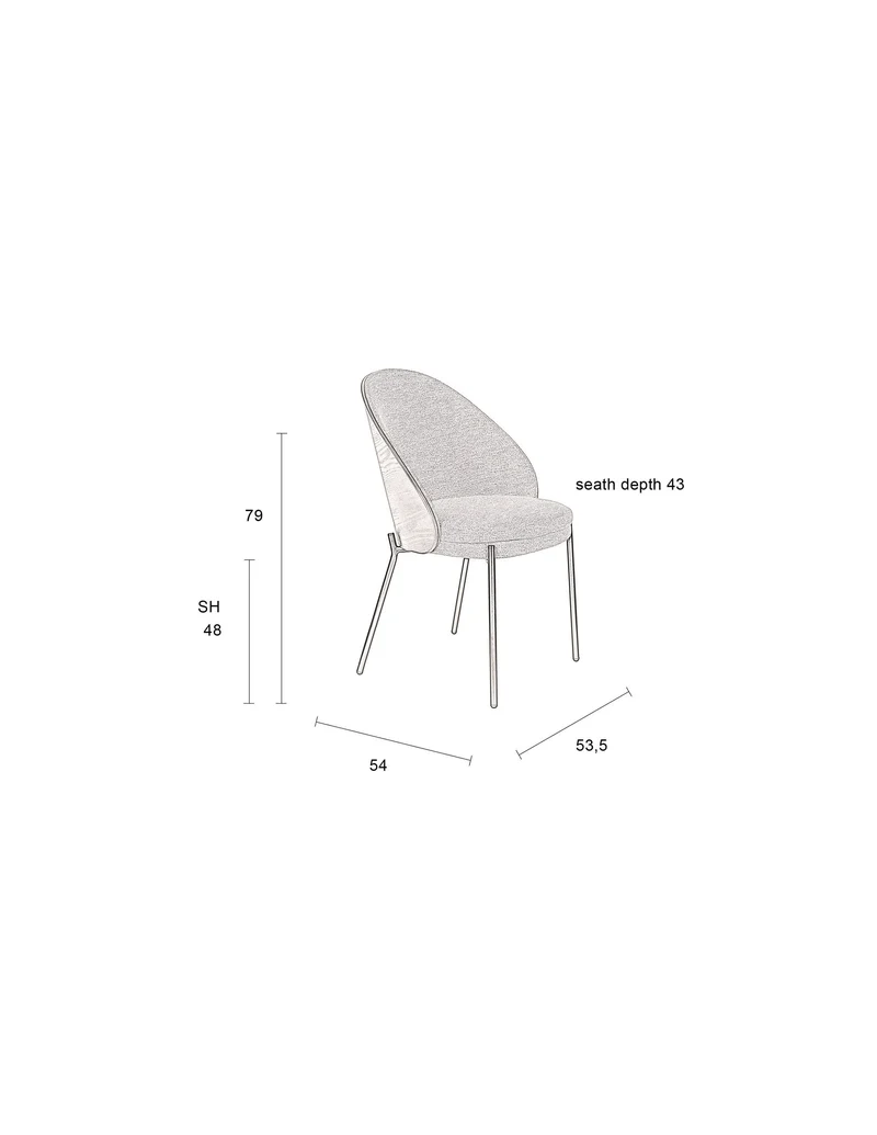 Dutchbone Stuhl Rodin – Beige, Stoff, 53,5 × 54,2 × 79 cm, 2er-Set